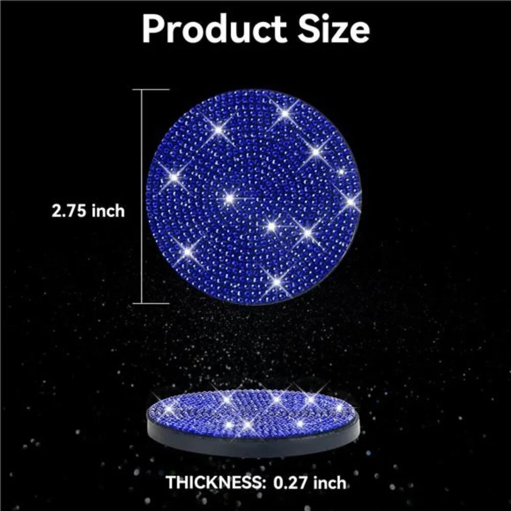 COPY - Blue Car Cup Coasters Bling 2-Pack Universal Non-Slip Cup Vehicle Diamond